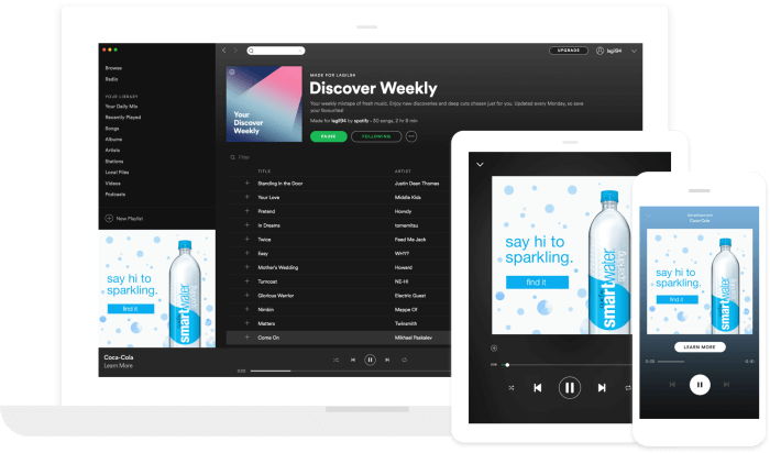 Audio advertising spotify desktop mobile interface