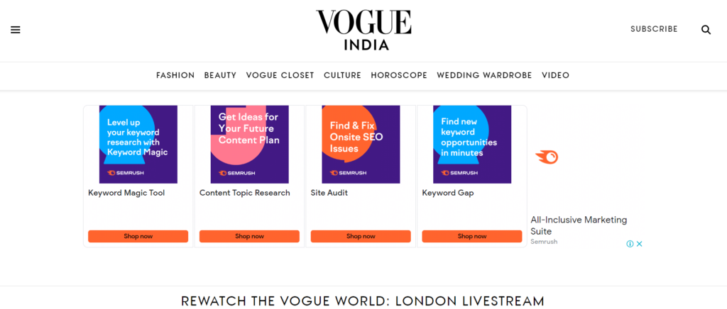 Vogue Display Advertising