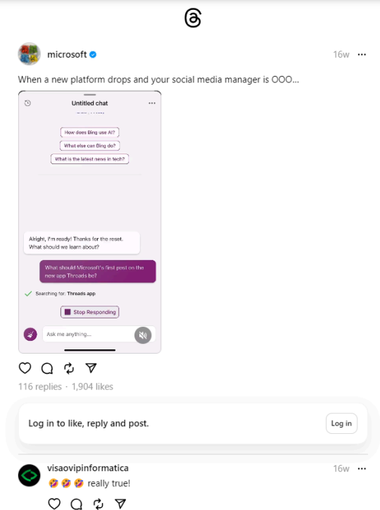 Microsoft Inaugural Instagram Threads