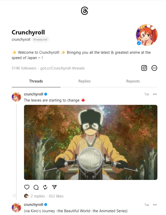 Instagram Threads - Crunchyroll