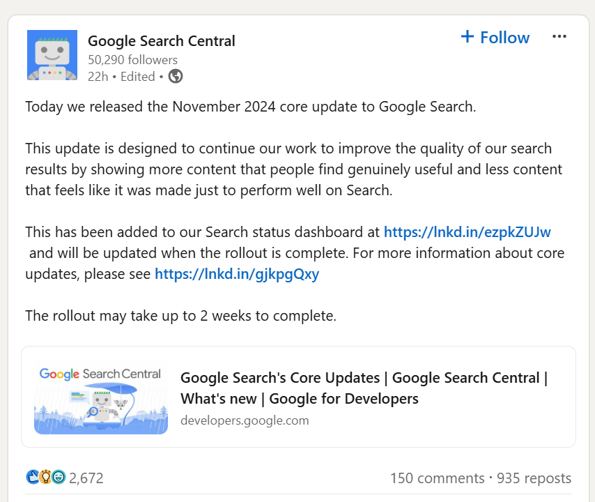 Google Core Update November 2024