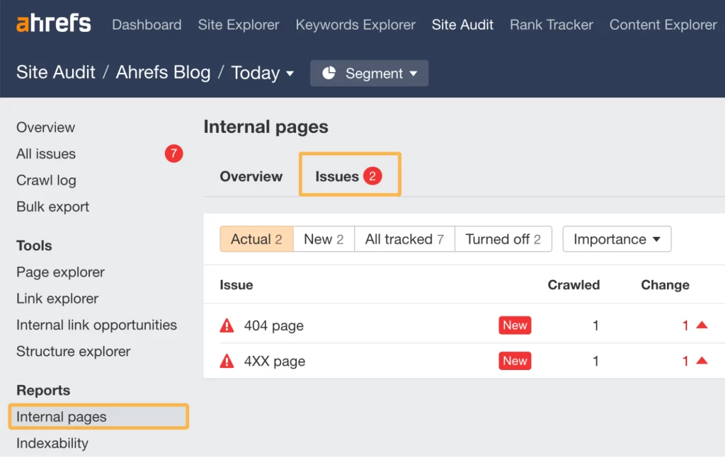 Ahrefs Site Audit tool 