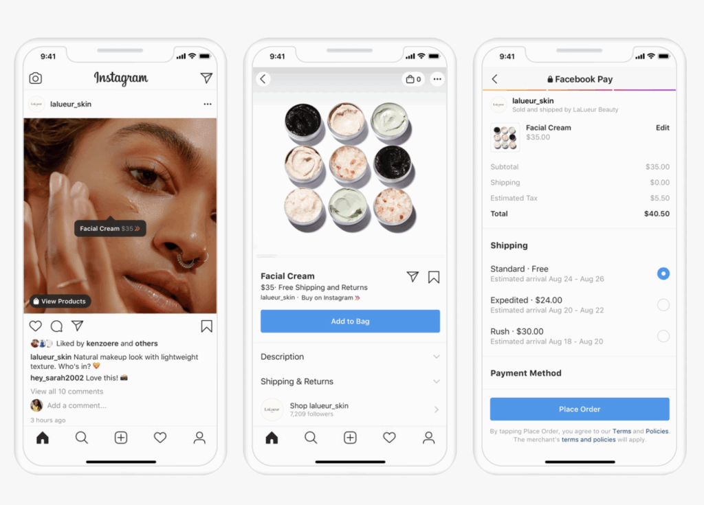 Instagram shop, Facebook Shop, Social Commerce, eCommerce