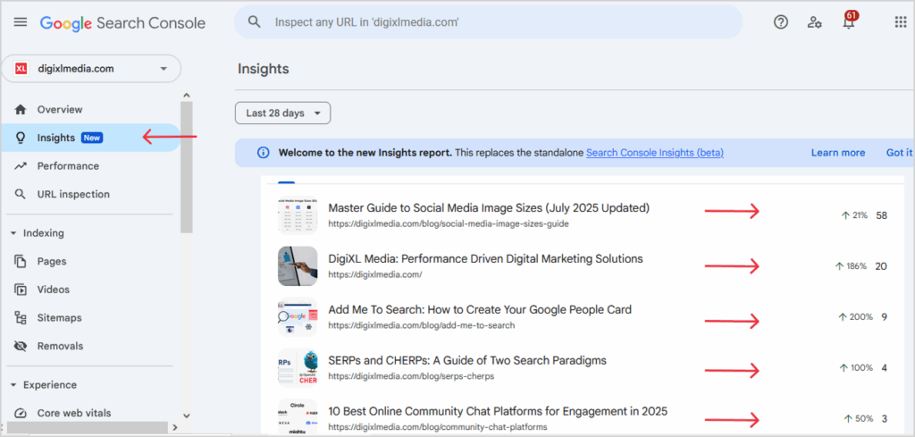 Content Performance - GSC Insights
